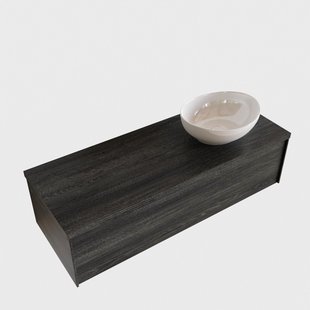 Badkamermeubel BWS Madrid Antraciet 120 cm met Topblad en Keramische Waskom Rechts (1 kraangat)