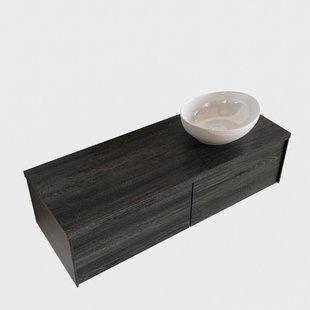 Badkamermeubel BWS Madrid Antraciet 120 cm met Topblad en Keramische Waskom Rechts (2 lades, 0 kraangaten)