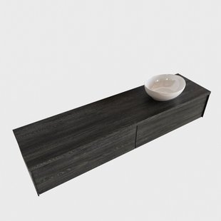 Badkamermeubel BWS Madrid Antraciet 180 cm met Topblad en Keramische Waskom Rechts (2 lades, 1 kraangat)