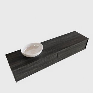 Badkamermeubel BWS Madrid Antraciet 180 cm met Topblad en Keramische Waskom Links (0 kraangaten, 2 lades)