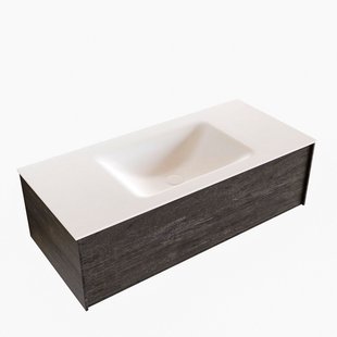 Badkamermeubel BWS Madrid Dark Brown 100x45x30 cm Mat Witte Solid Surface Wastafel (0 kraangaten) Badkamermeubel BWS Madrid Dark Brown 100x45x30 cm Mat Witte Solid Surface Wastafel (0 kraangaten)