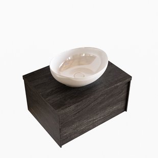 Badkamermeubel BWS Madrid Dark Brown 60 cm met Topblad en Keramische Waskom (1 kraangat)