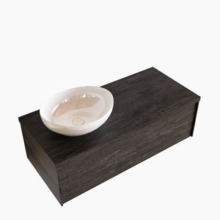 Badkamermeubel BWS Madrid Dark Brown 100 cm met Topblad en Keramische Waskom Links (0 kraangaten)