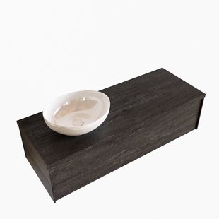 Badkamermeubel BWS Madrid Dark Brown 120 cm met Topblad en Keramische Waskom Links (1 kraangat)