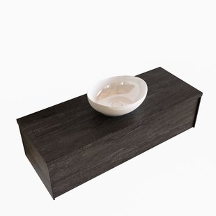 Badkamermeubel BWS Madrid Dark Brown 120 cm met Topblad en Keramische Waskom (0 kraangaten)