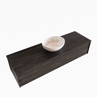 Badkamermeubel BWS Madrid Dark Brown 150 cm met Topblad en Keramische Waskom (0 kraangaten)