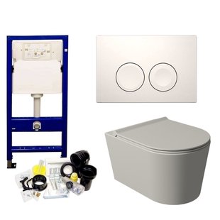 Geberit UP100 Toiletset Set53 Wandcloset Salenzi Civita Mat Grijs en Delta Drukplaat
