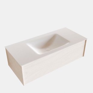 Badkamermeubel BWS Madrid Wit 100x45x30 cm Mat Witte Solid Surface Wastafel (1 kraangat)