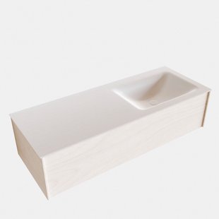 Badkamermeubel BWS Madrid Wit 120x45x30 cm Mat Witte Solid Surface Wastafel Rechts (1 kraangat)