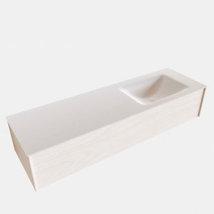 Badkamermeubel BWS Madrid Wit 150x45x30 cm Mat Witte Solid Surface Wastafel Rechts (0 kraangaten)