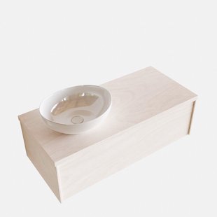 Badkamermeubel BWS Madrid Wit 100 cm met Topblad en Keramische Waskom Links (1 kraangat)