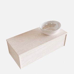 Badkamermeubel BWS Madrid Wit 100 cm met Topblad en Keramische Waskom Rechts (1 kraangat)