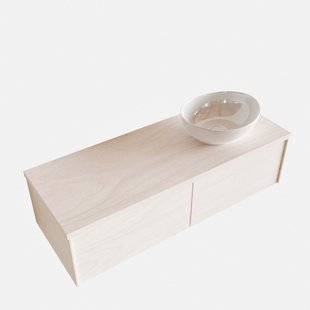 Badkamermeubel BWS Madrid Wit 120 cm met Topblad en Keramische Waskom Rechts (2 lades, 1 kraangat)