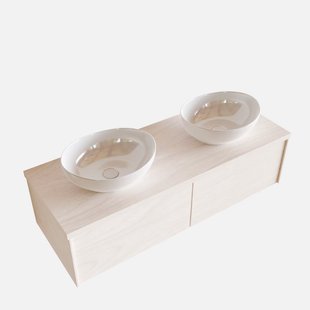 Badkamermeubel BWS Madrid Wit 120 cm met Topblad en Keramische Waskom Dubbel (2 lades, 0 kraangaten)