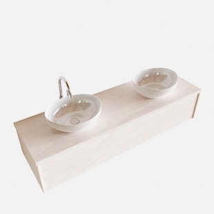 Badkamermeubel BWS Madrid Wit 150 cm met Topblad en Keramische Waskom Dubbel (2 kraangaten)