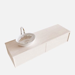 Badkamermeubel BWS Madrid Wit 150 cm met Topblad en Keramische Waskom Links (2 lades, 1 kraangat)