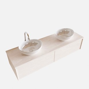 Badkamermeubel BWS Madrid Wit 150 cm met Topblad en Keramische Waskom Dubbel (2 lades, 2 kraangaten)