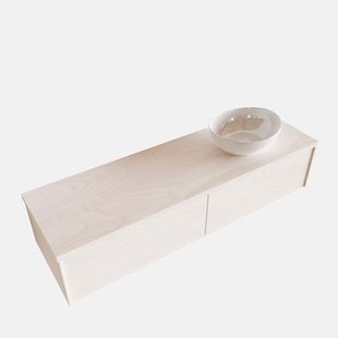 Badkamermeubel BWS Madrid Wit 150 cm met Topblad en Keramische Waskom Rechts (2 lades, 0 kraangaten)