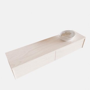 Badkamermeubel BWS Madrid Wit 180 cm met Topblad en Keramische Waskom Rechts (2 lades, 0 kraangaten)