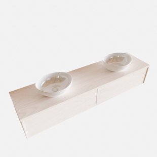 Badkamermeubel BWS Madrid Wit 180 cm met Topblad en Keramische Waskom Dubbel (2 lades, 0 kraangaten)