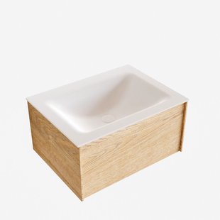 Badkamermeubel BWS Madrid Washed Oak 60 cm Solid Surface Wastafel (zonder of met kraangat)