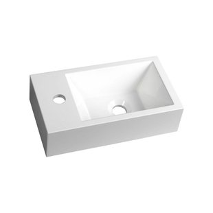 Fontein Sapho Amarok Rechthoekig 40x22 cm Links Cast Marble Wit