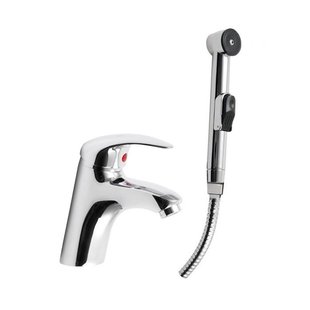 Wastafelmengkraan Sapho met Bidetdouche Chroom (incl. slang)