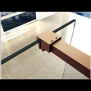 BWS Inloopdouche Pro Line Rookglas 80x200 Nano Coating Geborsteld Brons Koper Profiel en Stang