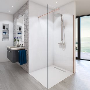BWS Inloopdouche Pro Line Helder Glas 120x200 Geborsteld Brons Koper Profiel en Stang BWS Inloopdouche Pro Line Helder Glas 120x200 Geborsteld Brons Koper Profiel en Stang