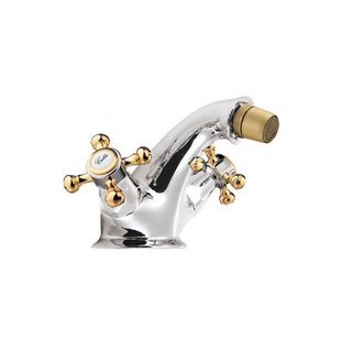 Bidetmengkraan Sapho Antea 2-knop Gebogen 7.2 cm Chroom / Goud (incl. clickwaste)