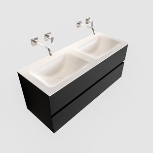 Badkamermeubel Solid Surface BWS Oslo 120x45 cm Mat Zwart Urban Dubbel (0 kraangaten)