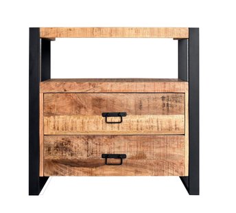 Onderkast BWS Mango Wood 80x45x81cm Met Mat Zwart Metaal