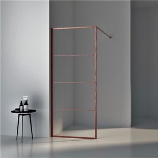 BWS Inloopdouche Frame 100x200 cm 8mm NANO Glas Geborsteld Brons Koper