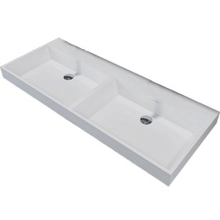 Wastafel Sanilux 120x47x8cm Solid Surface Met Dubbele wasbak (0 Kraangaten)
