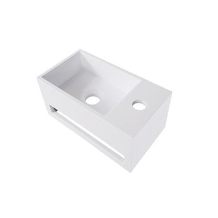 Fontein BWS Veroni met Handdoekhouder Solid Surface Mat Wit (kraangat rechts)
