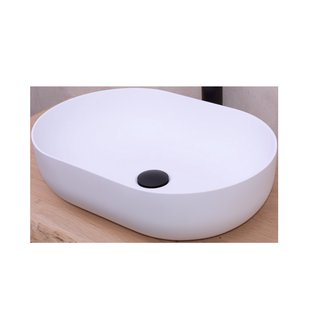 Opbouw Waskom BWS Fabiana 50x35x14 cm Solid Surface Mat Wit