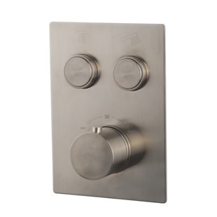 OUTLET Afbouwdeel Douche Thermostatisch Wiesbaden Caral Klik 2-weg Geborsteld Staal