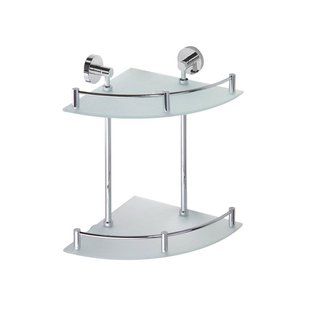 Dubbele Glazen Hoek Planchet Sapho X-Round 26.5x40 cm Chroom