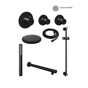 Thermostatisch Inbouwdoucheset Brauer Brushed 30cm Hoofddouche Wandarm Staafhanddouche op Glijstang Geborsteld RVS