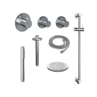 Thermostatisch Inbouwdoucheset Brauer Chrome 20cm Hoofddouche Plafondarm Staafhanddouche op Glijstang Chroom