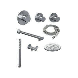 Thermostatisch Inbouwdoucheset Brauer Chrome 20cm Hoofddouche Wandarm Staafhanddouche Chroom