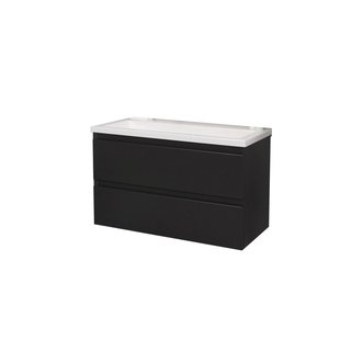 Badkamermeubel BWS Pepper Acryl Wastafel Incl Spiegel Zonder Kraangat 80x55x46 cm Antraciet