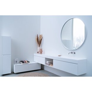 INK Spiegel Rond Mat Wit Aluminium Kader 40 x 3,5 cm