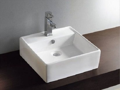 Wastafel Wiesbaden Larx 46 cm Vierkant Glans Wit