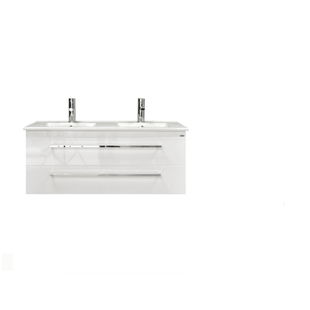 Badkamermeubelset Sanicare Q1 2 Soft Close Lades Hoogglans Wit 121x46 cm