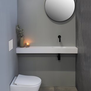 Fontein INK Nice Day Ink Fonteinplateau Polystone 120x20x10 Ovale Kom Links 1 Kraangat Mat Wit