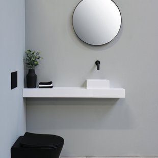 Fonteinplateau INK Easy Ink Polystone 120x20x10 Zonder Kraangat Glans Wit