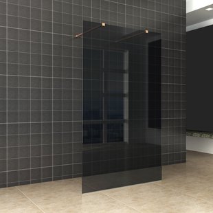 BWS Vrijstaande Inloopdouche Pro Line Rookglas met Twee Stabilisatiestangen Koper (5 varianten)