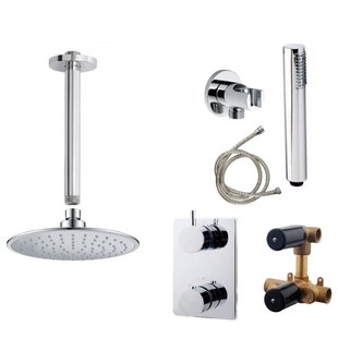 Wiesbaden Inbouw Regendouche Set 01 Caral Rechthoek Plafonduitloop Chroom