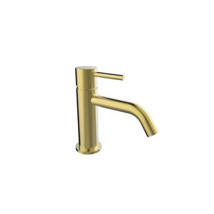 Wastafelkraan BWS Opbouw Mengkraan Lange Uitloop Geborsteld Messing Goud